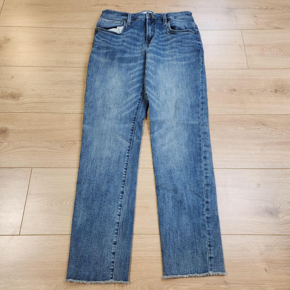 Carve Designs Jeans Womens 6 Medium Wash Blue Mid Rise Straight Fringe Denim